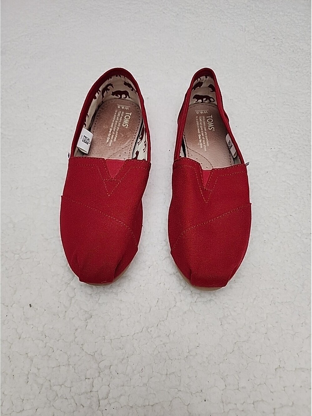 Toms Womens Classic Solid Red Slip-On Casual Shoes Size 8.5
